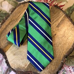 Vtg RALPH LAUREN Tie Diagonal Stripe Silk ITALY Made PREPPY Classic Business